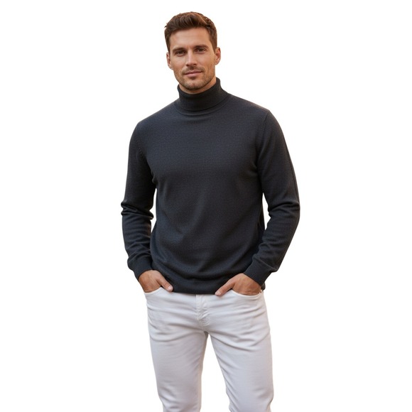 Banana Republic 100% Italian Merino Wool Turtleneck Sweater Dark Grey NWT XL